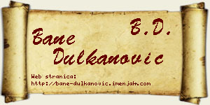 Bane Dulkanović vizit kartica